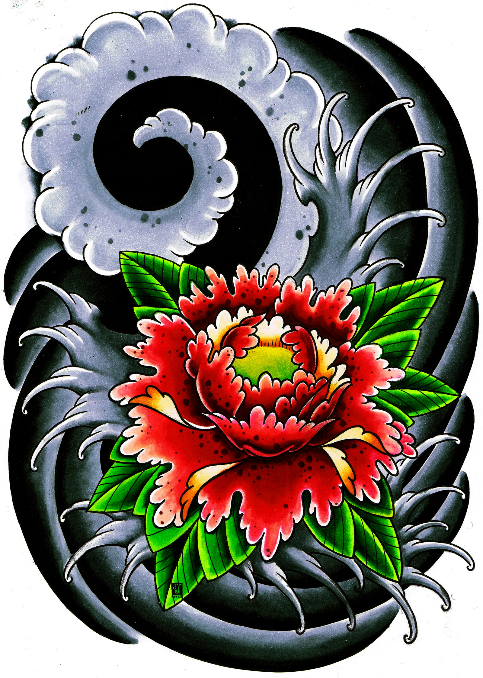 Japanese Flower Tattoo Flash