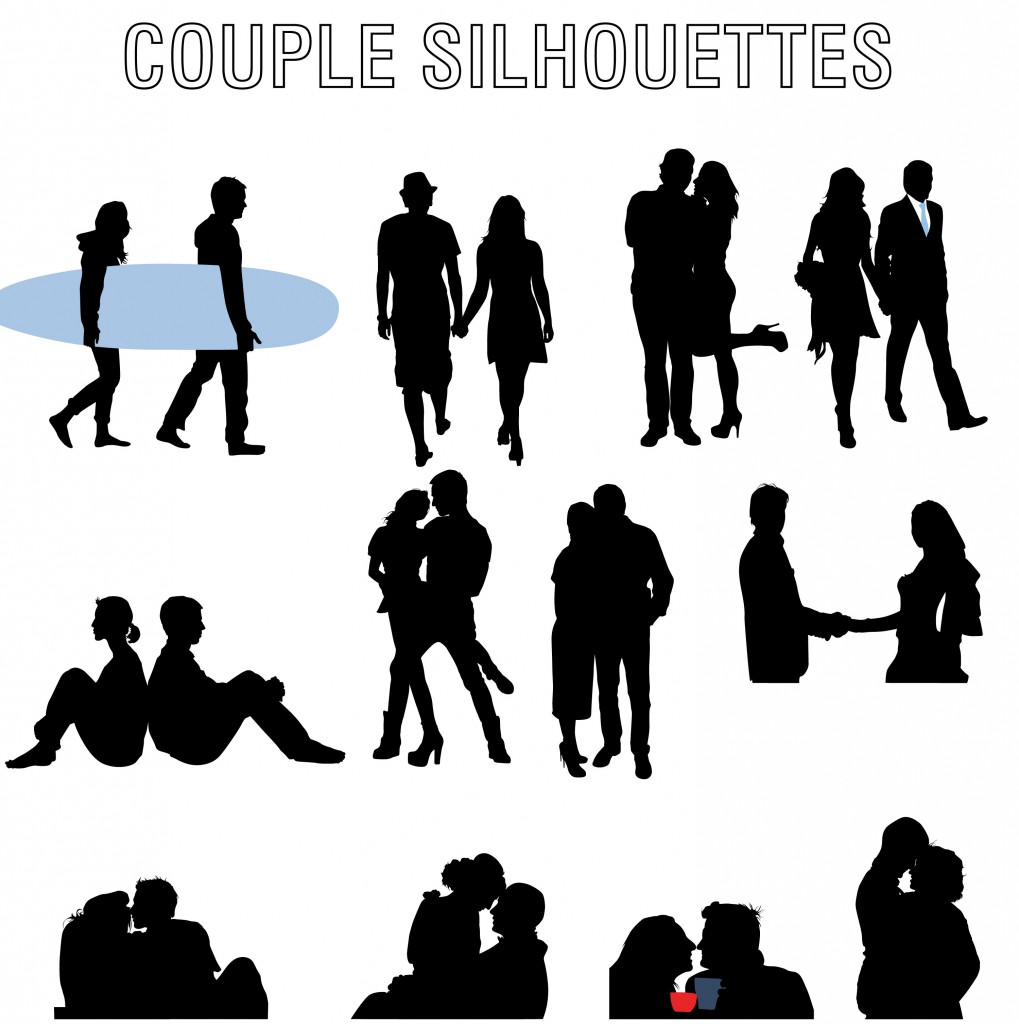 Love Couple Silhouettes Vectors