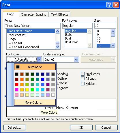 Microsoft Word Font Color Microsoft Word Font Color