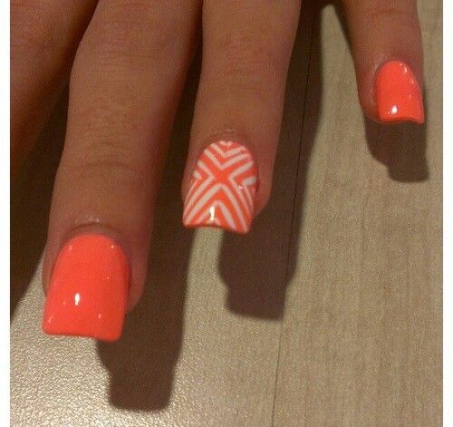 Neon Orange Nail Design