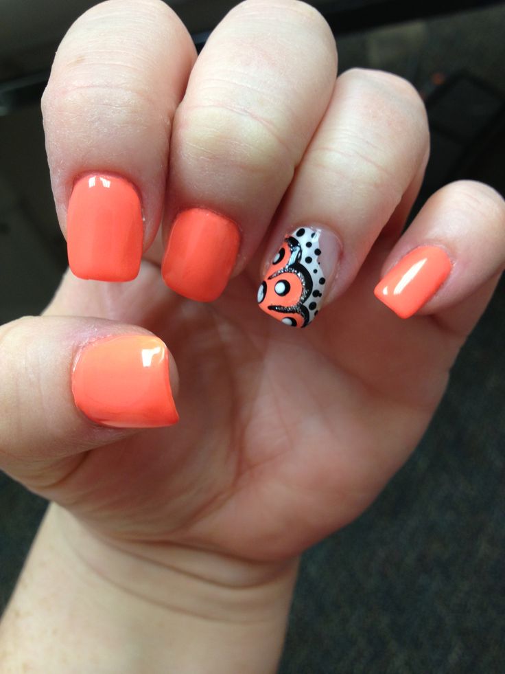 Neon Orange Nail Design