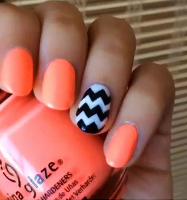 Neon Orange Nail Design