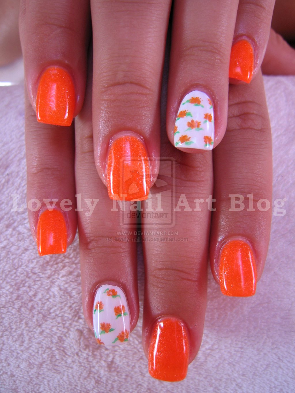 Neon Orange Nail Design