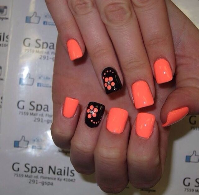 Neon Orange Nail Design