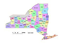 New York State County Map Vector