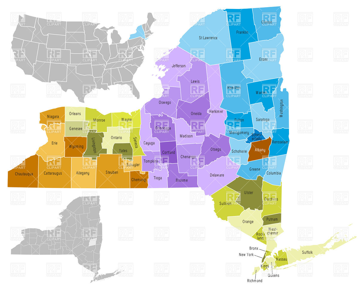 New York State County Map Vector
