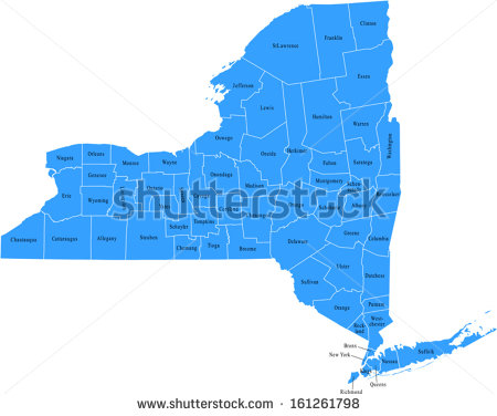 New York State County Map Vector