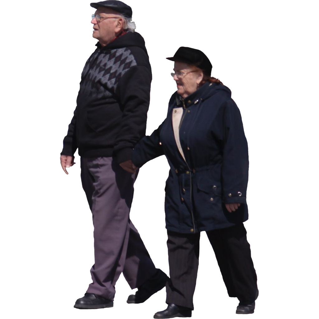 Old People Walking Holding Hands