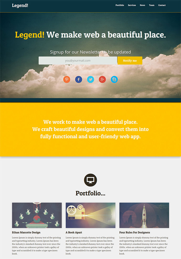 One Page Website Template PSD Free Download One Page Website Template PSD Free Download