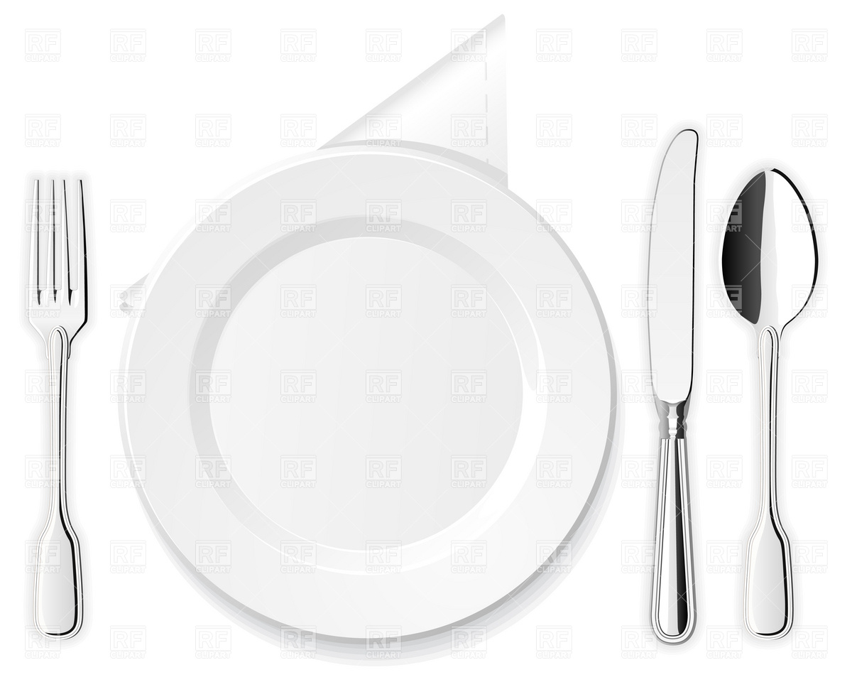 Plate Knife Fork and Spoon Clip Art