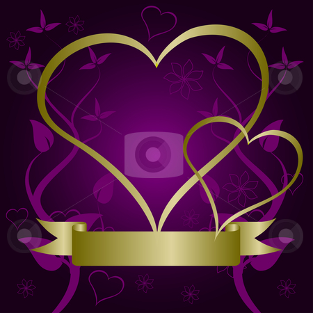 Purple and Gold Heart Clip Art