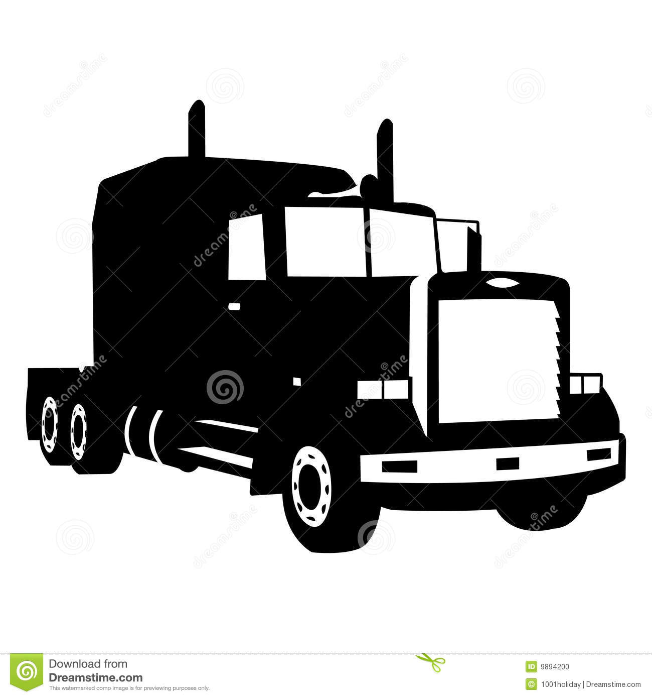 Semi Truck Silhouette Vector