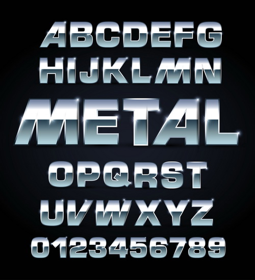 Shiny Metal Font Letters
