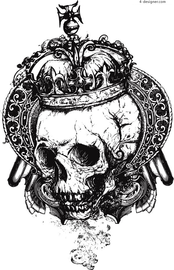 Skull with Crown Vector