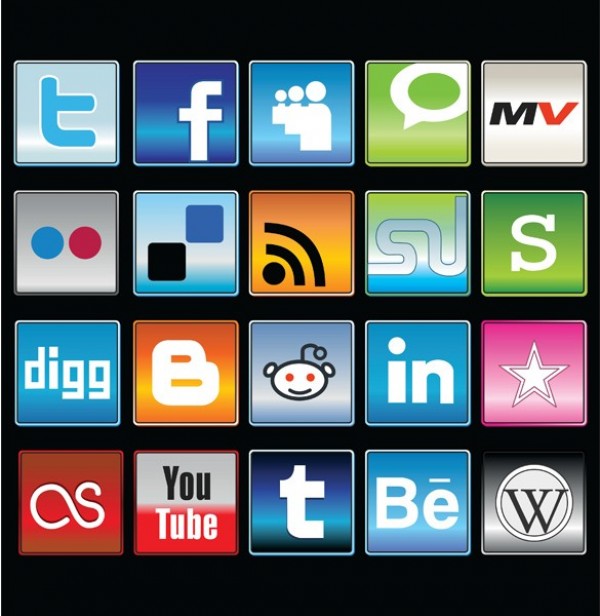 Social Media Icons Glossy