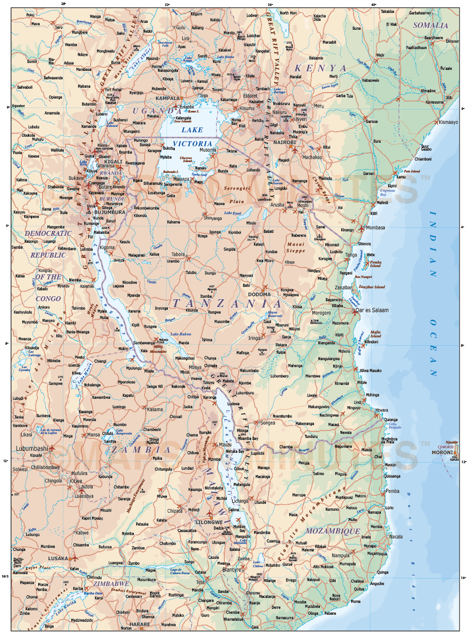 Tanzania Road Map Tanzania Road Map
