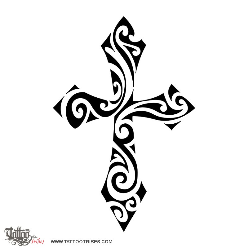 Tribal Cross Tattoo Stencils