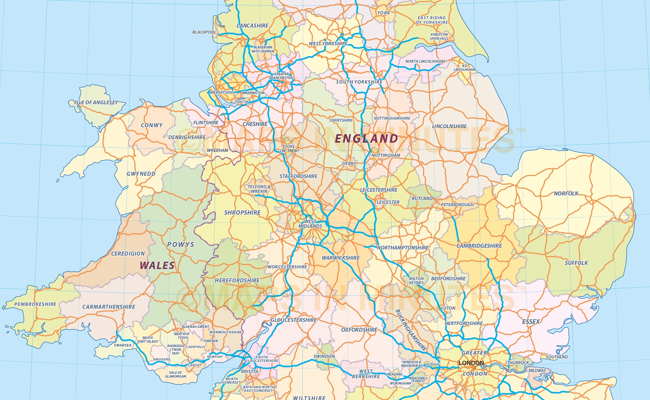 UK England Road Map