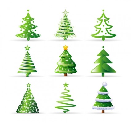 Vector Cartoon Christmas Trees