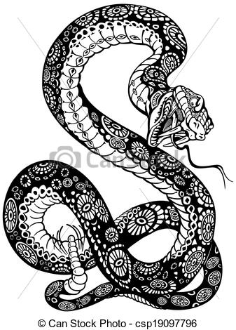 Vector Clip Art Black and White Snake