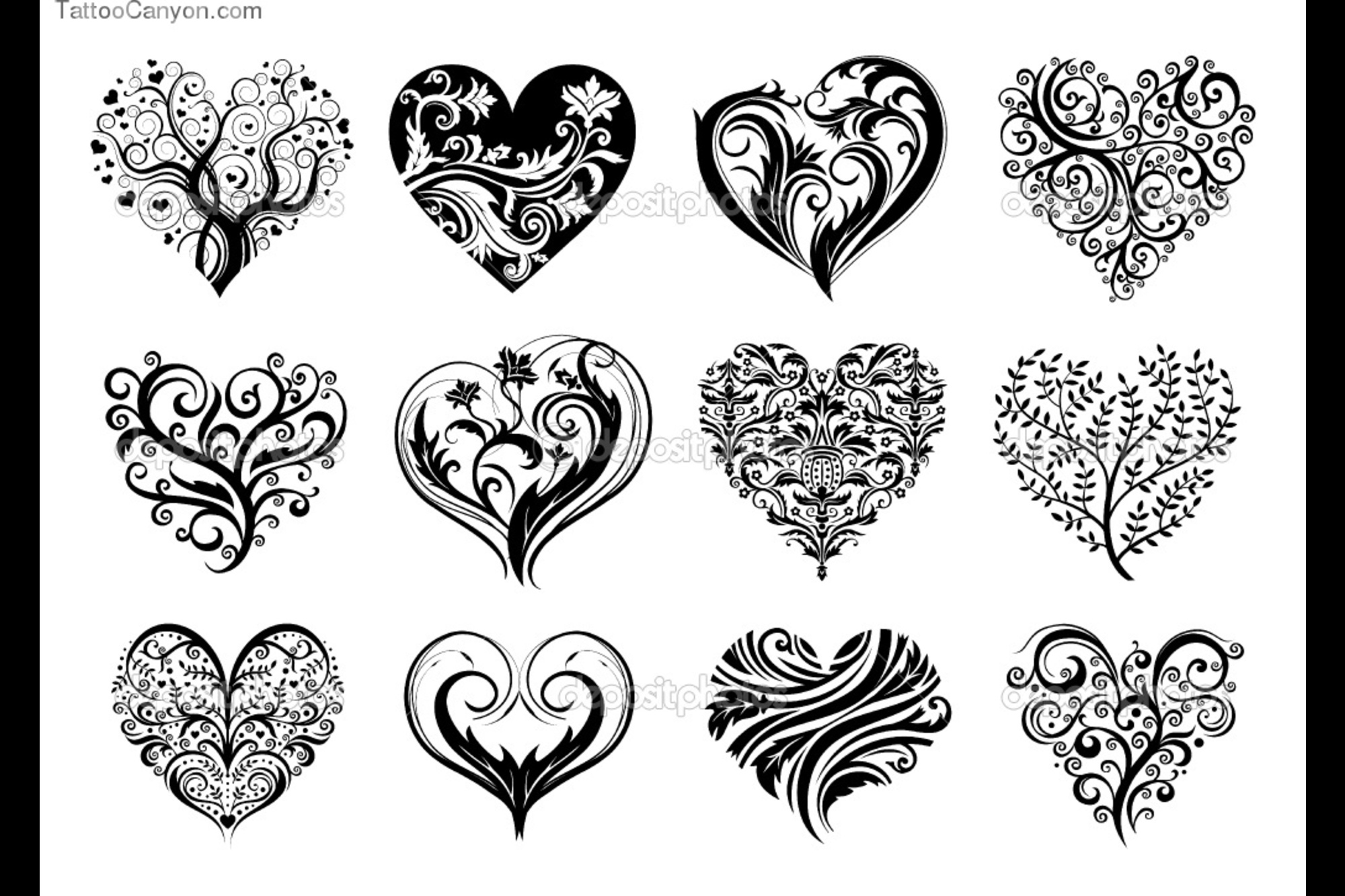 Vector Heart Tattoo Designs