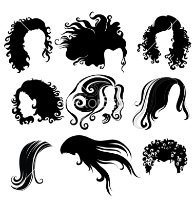 Woman with Curly Hair Silhouette Clip Art