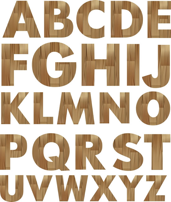 Wood Grain Font Letters