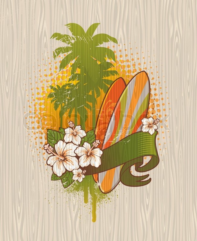 Wooden Surf Board Vector Image