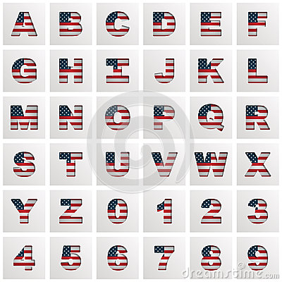 American Flag Alphabet Letters