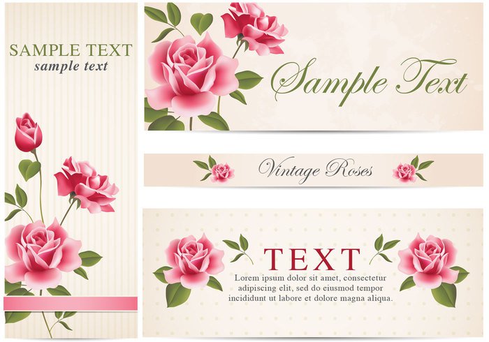 Banner Vector Vintage Roses