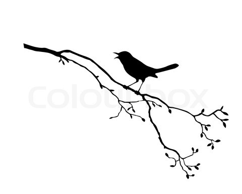 Bird On Branch Silhouette Pattern
