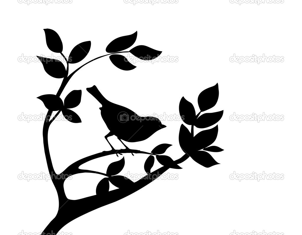 Bird On Tree Silhouette Clip Art