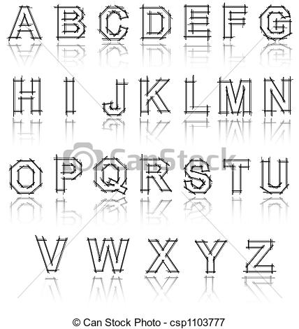 Black and White Clip Art Alphabet Font