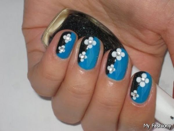 Black Flower Nail Designs Black Flower Nail Designs