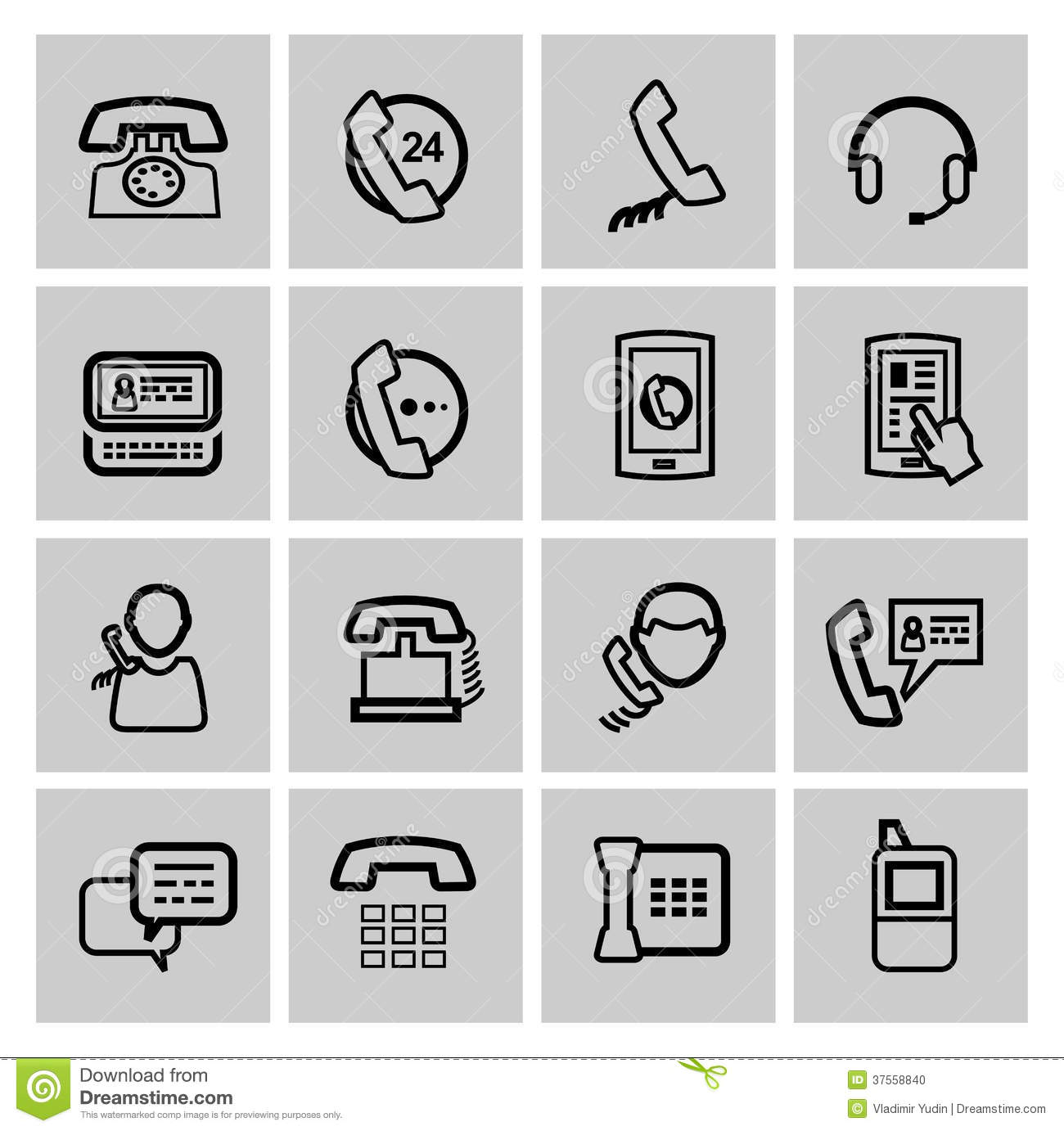 Black Phone Icon Set Vector