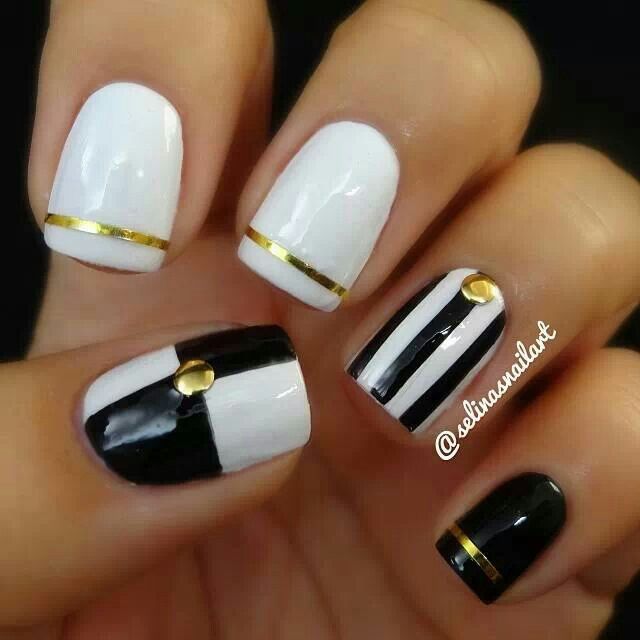 Black White and Gold Nail Designs