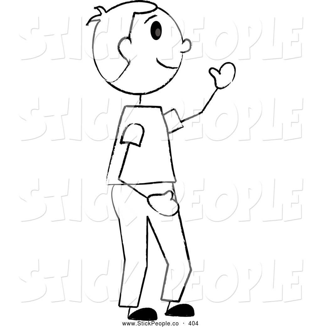 Boy Stick People Clip Art Black and White