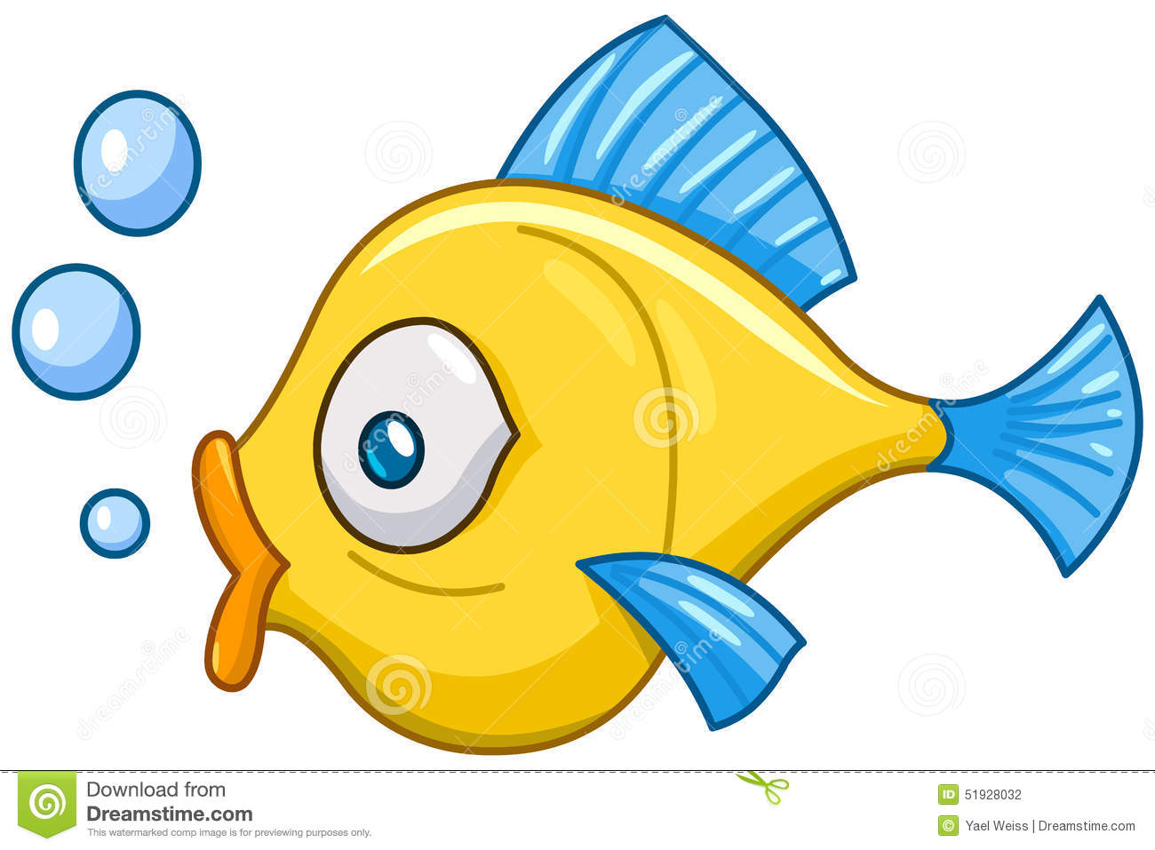 Cartoon Fish with Bubbles