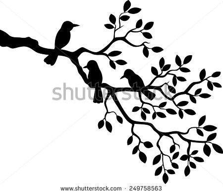 Cartoon Tree Branch with Bird