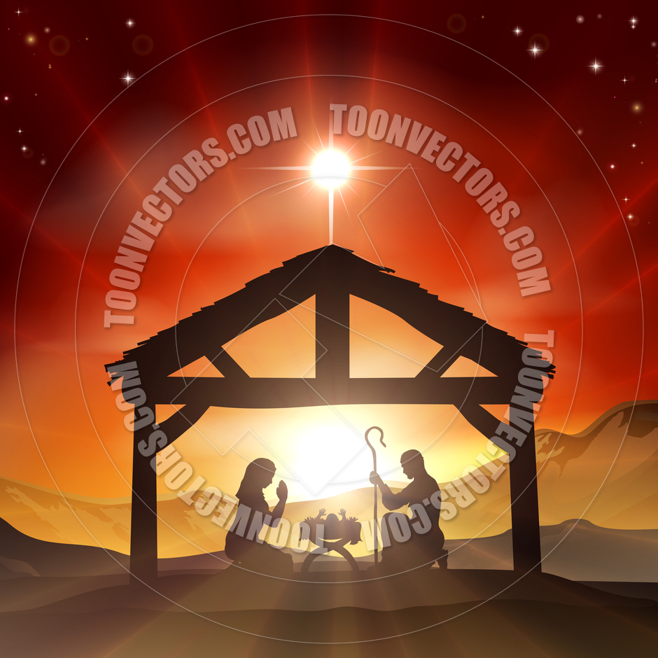 Christian Christmas Nativity Scene Clip Art