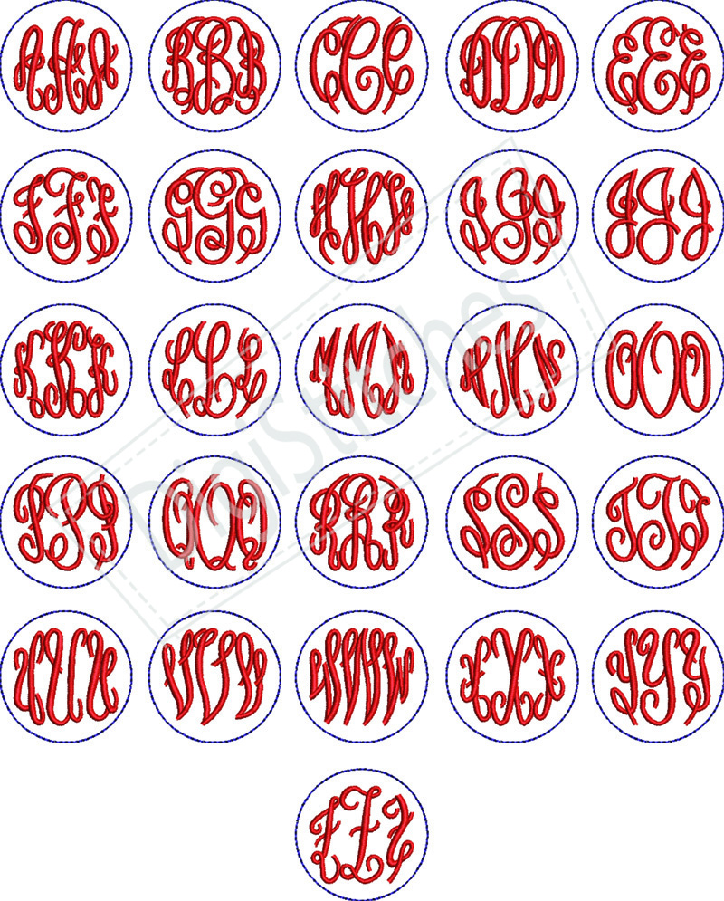 Circle Monogram Embroidery Design Circle Monogram Embroidery Design