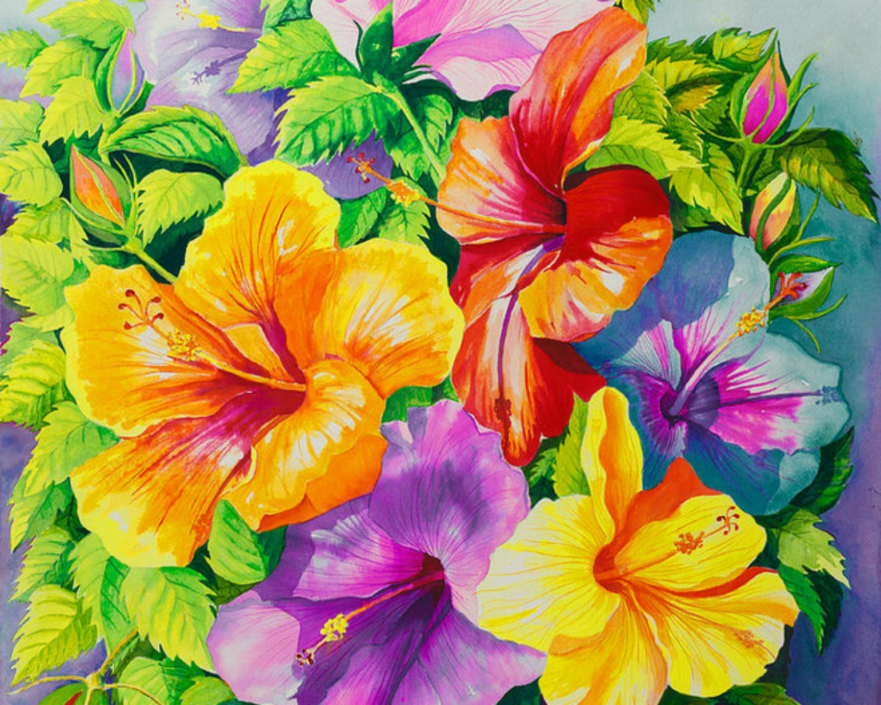 Colorful Bright Abstract Flowers