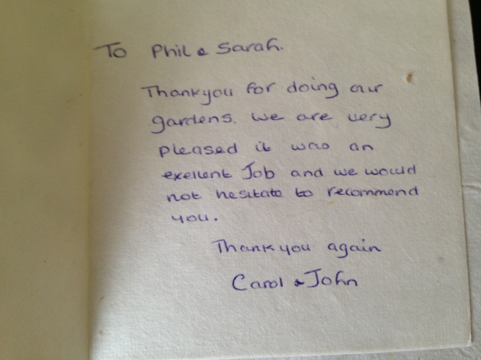 Customer Service Thank You Cards