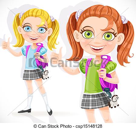 Cute Girl with Backpack Clip Art Cute Girl with Backpack Clip Art