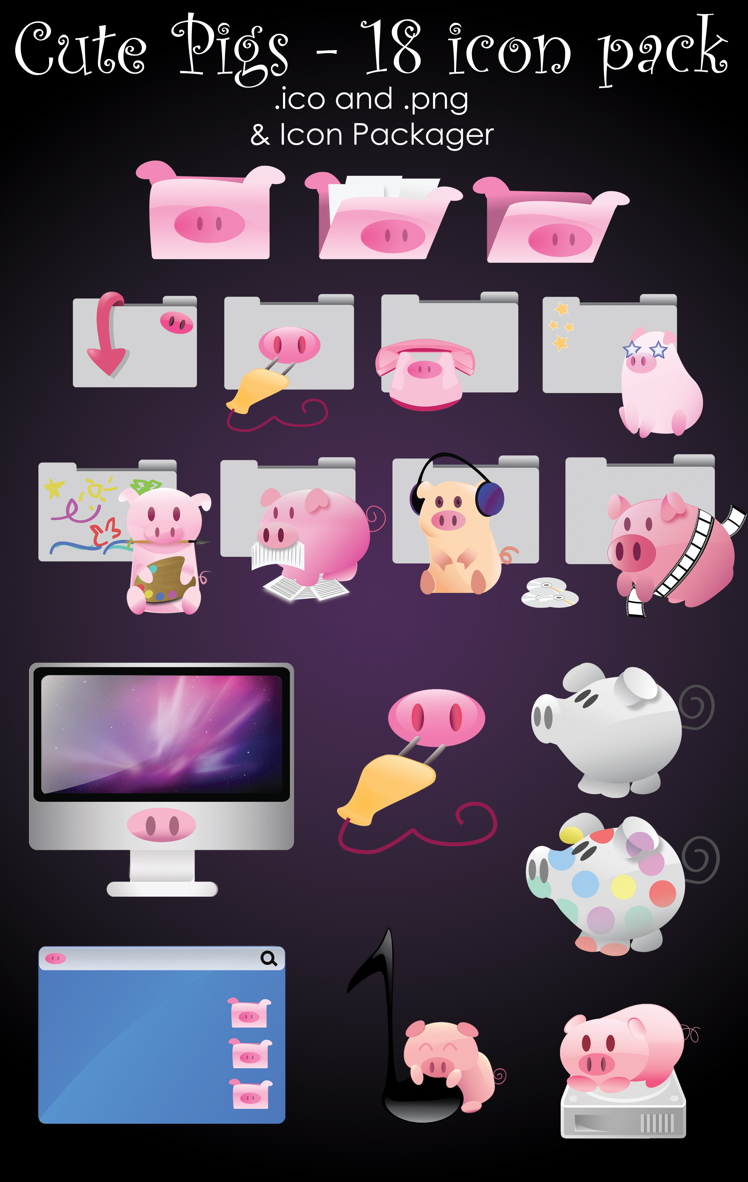 Cute Pig Icons Cute Pig Icons