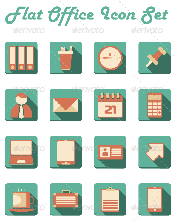 Flat Icon Set Office