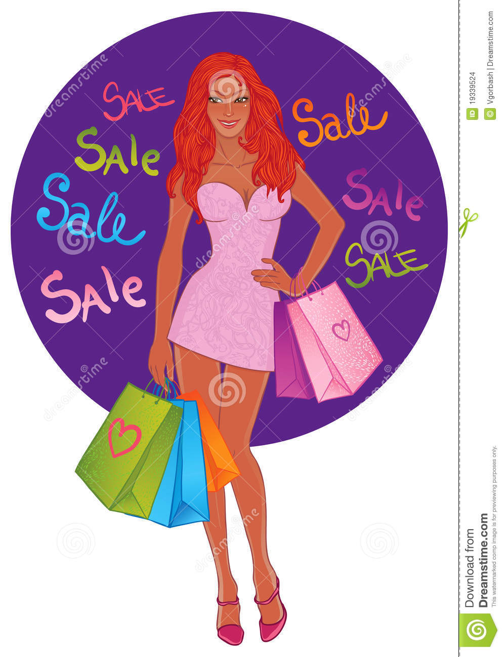 Girls Shopping Vector Illustration