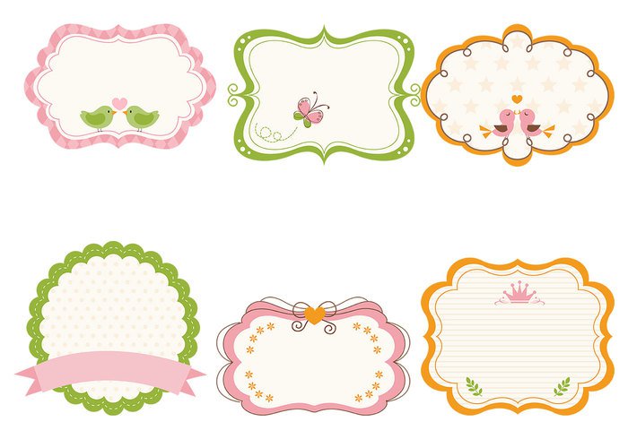 Girly Label Frame Vector