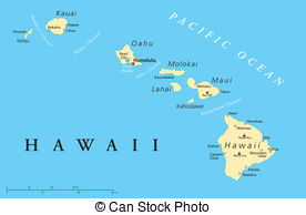 Hawaiian Island Map Illustration