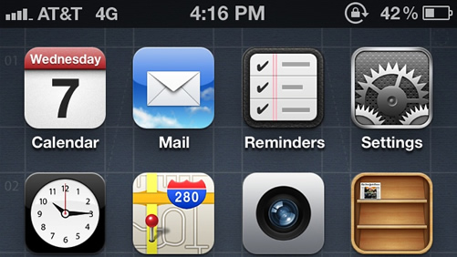 iPhone 4S Icons at Top of Screen